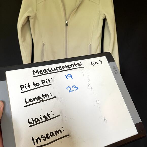 REI cream full zip fleece sweater jacket FLAWS women's size XS with pockets - Picture 6 of 7